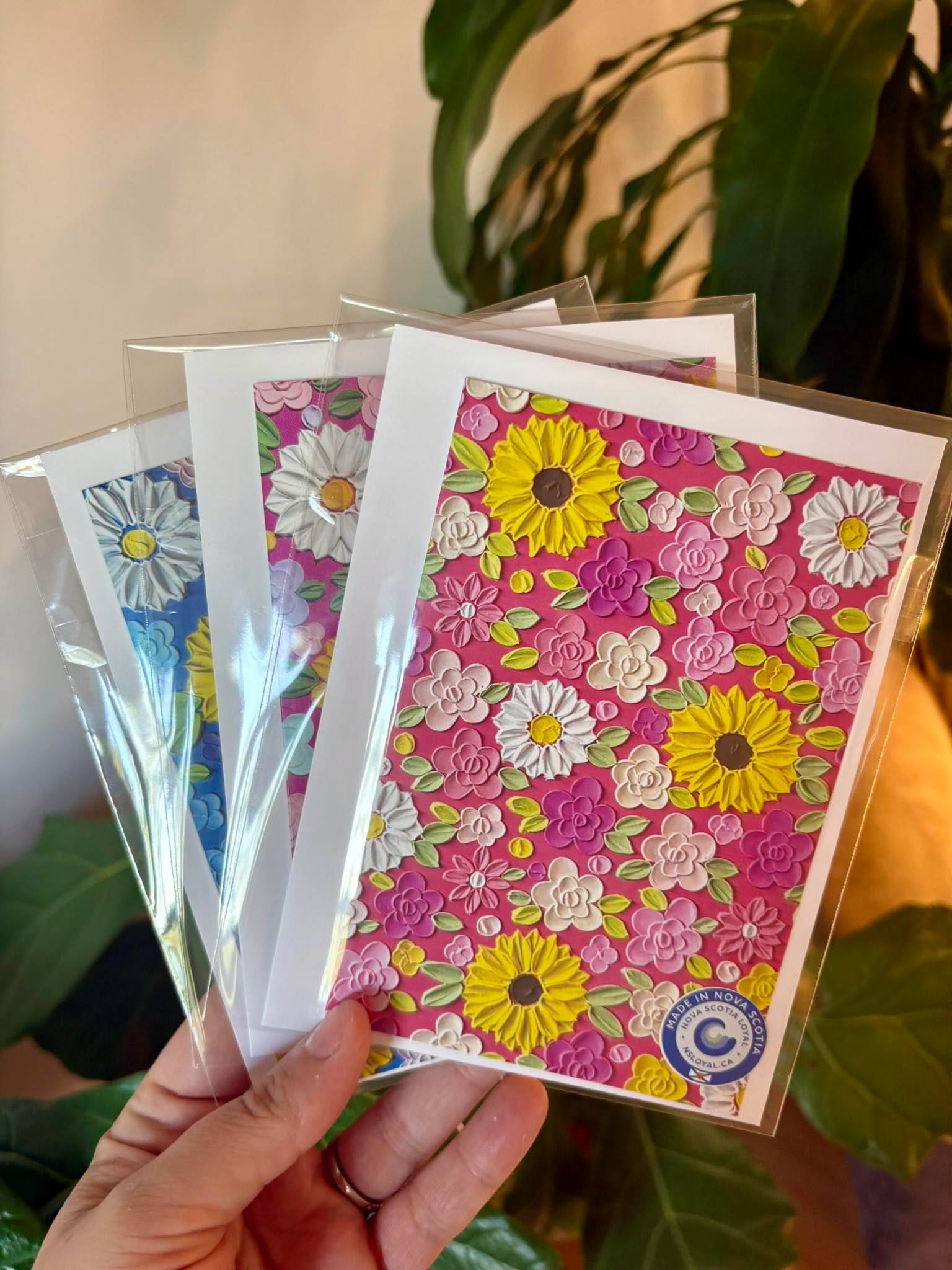 variety of three stationary cards